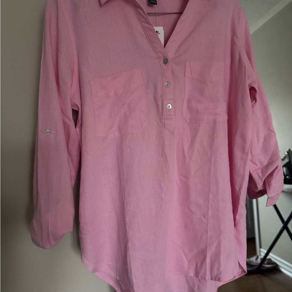 Ellen Tracy Light Pink Button Down Shirt - Picture 1 of 1